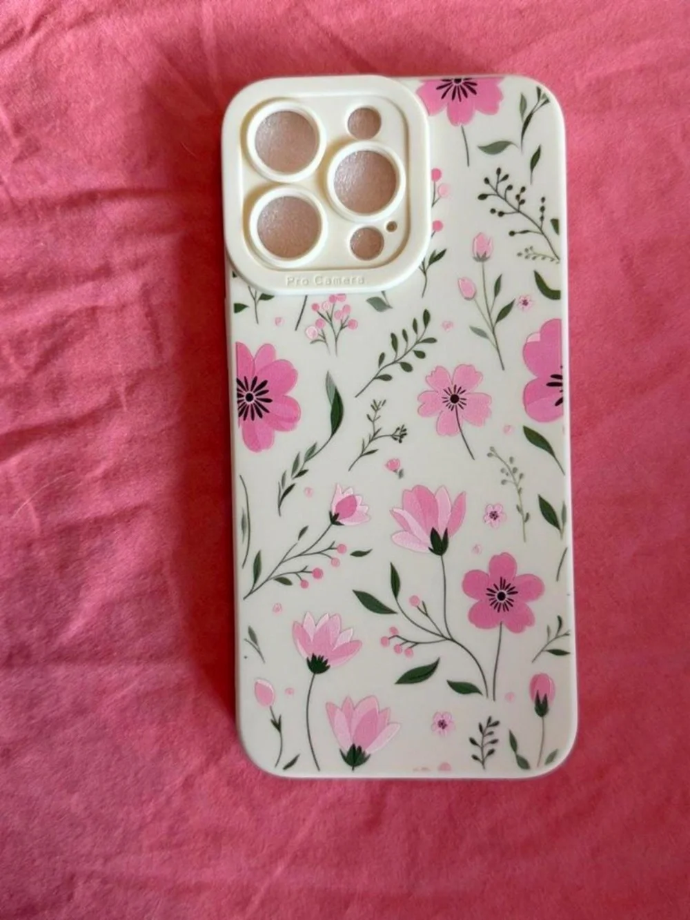 iPhone 15 Pro Max Case Floral Soft TPU Protective Phone Cover - Beige